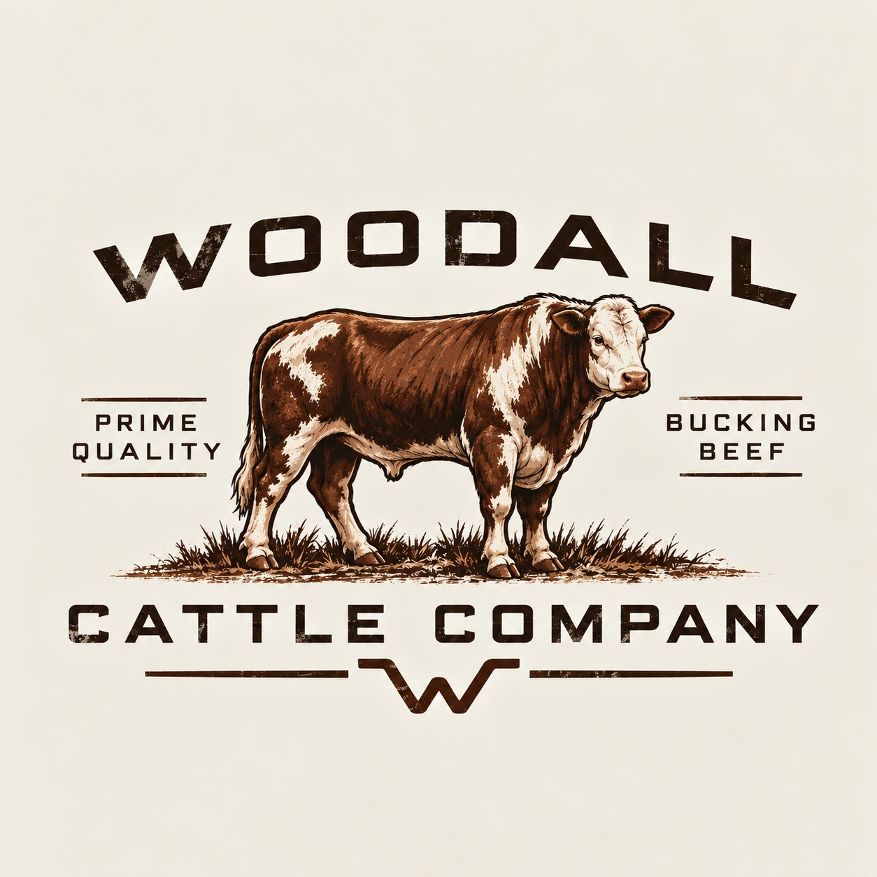 Woodall Cattle Company Hereford and W brand logo